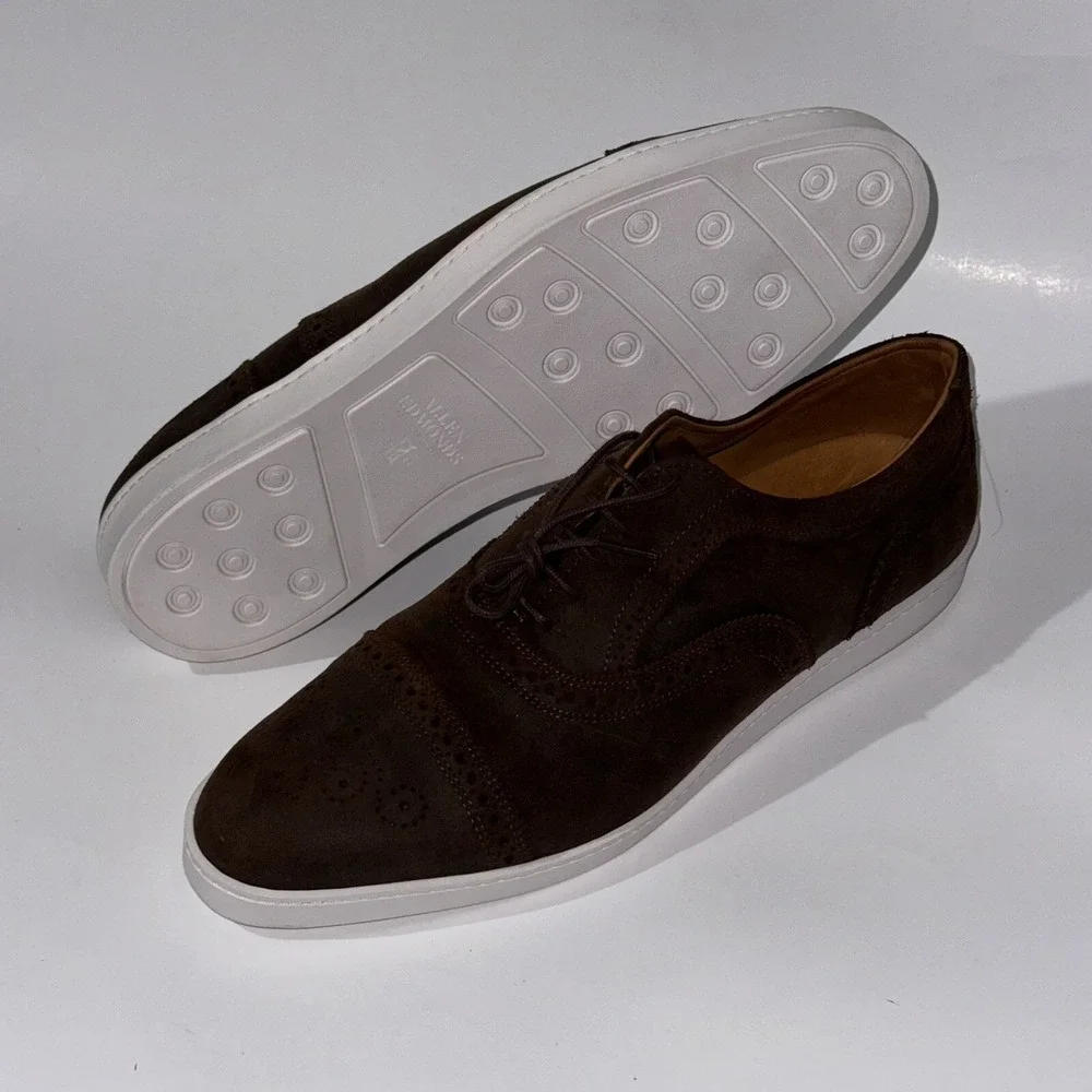Allen Edmonds Strand Sneakers Suede Oxford Dress Shoes Brown Wax 5128 sz 9.5 - Picture 5 of 8